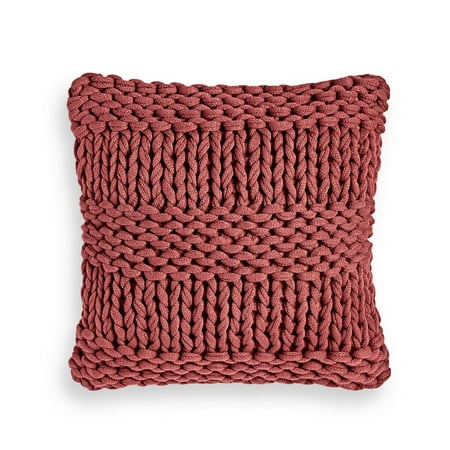 Oake Chunky Knit Decorative Pillow, 18¨ x 18¨, Red
