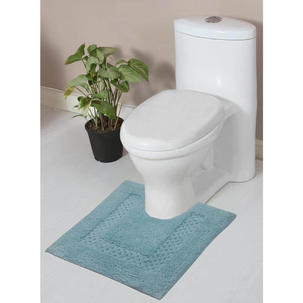 Classy 100% Cotton Bath Rugs Set, 20 in. x20 in. Contour, Aqua