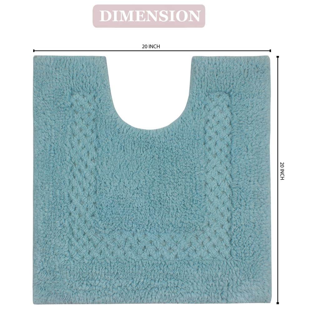 Classy 100% Cotton Bath Rugs Set, 20 in. x20 in. Contour, Aqua