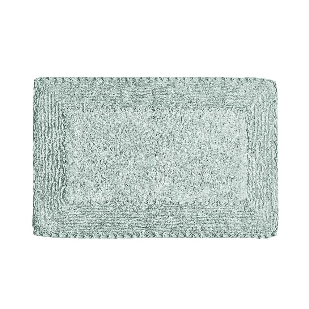 20 in. x 34 in. Aqua Cotton Ruffle Bath Rug