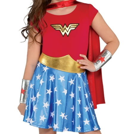 Costumes USA Wonder Woman Costume for Girls, Includes a Dress, a Headband, Leg Warmers, a Cape, and More
