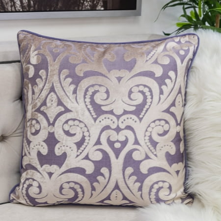 Hailey Modern Velvet 20" Square Decorative Throw Pillow Violet