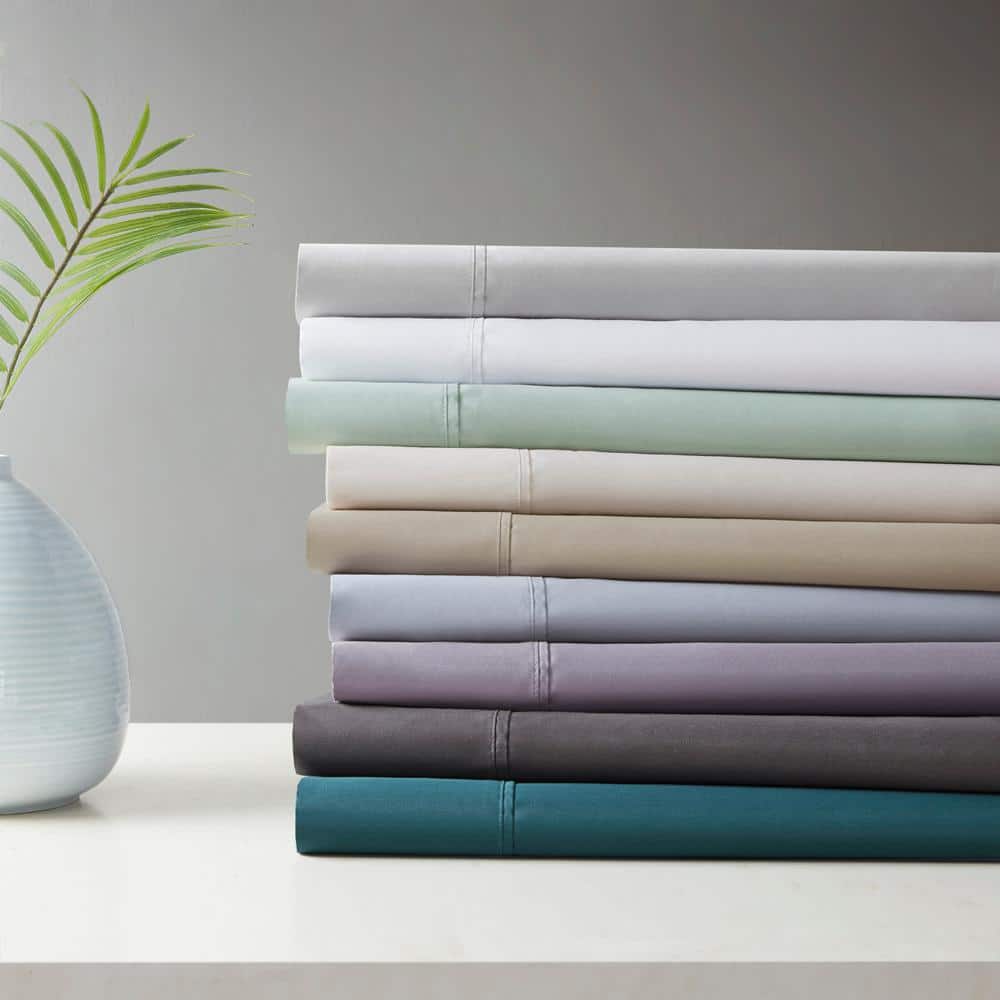 600 Thread Count 4-Piece Grey Cooling Cotton Queen Sheet Set