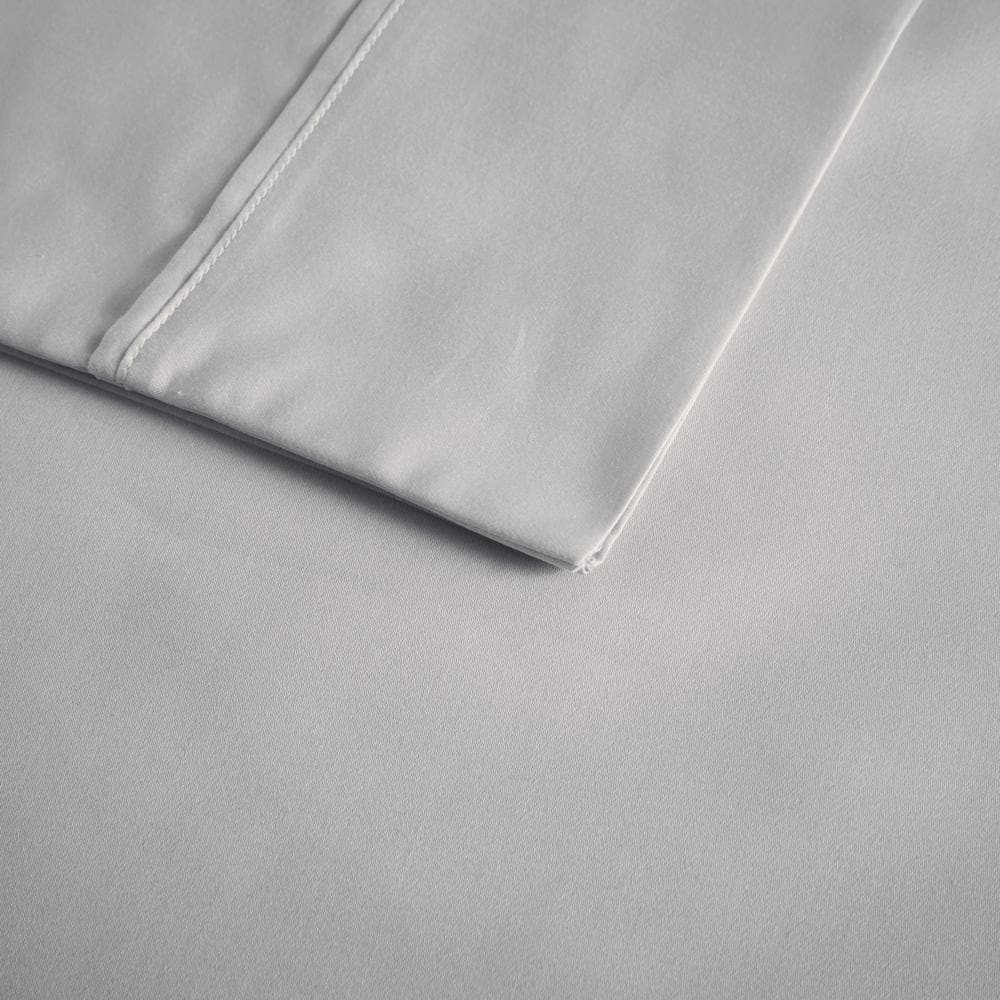 600 Thread Count 4-Piece Grey Cooling Cotton Queen Sheet Set