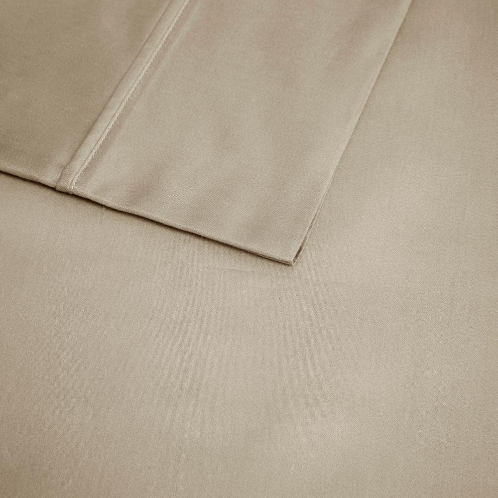 Beautyrest 600 Thread Count 4-Piece Khaki Cooling Cotton Full Sheet Set