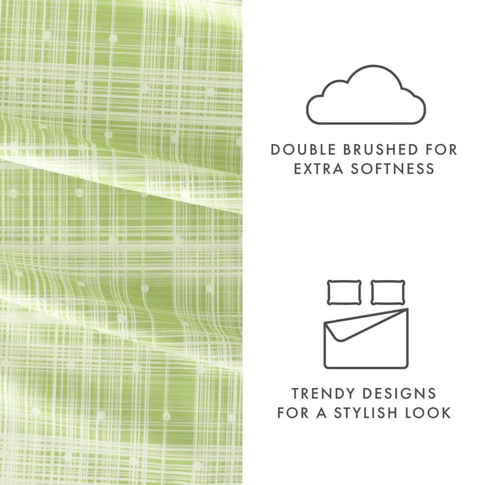 4-Piece Moss Geometric Microfiber Twin Sheet Set