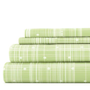 4-Piece Moss Geometric Microfiber Twin Sheet Set