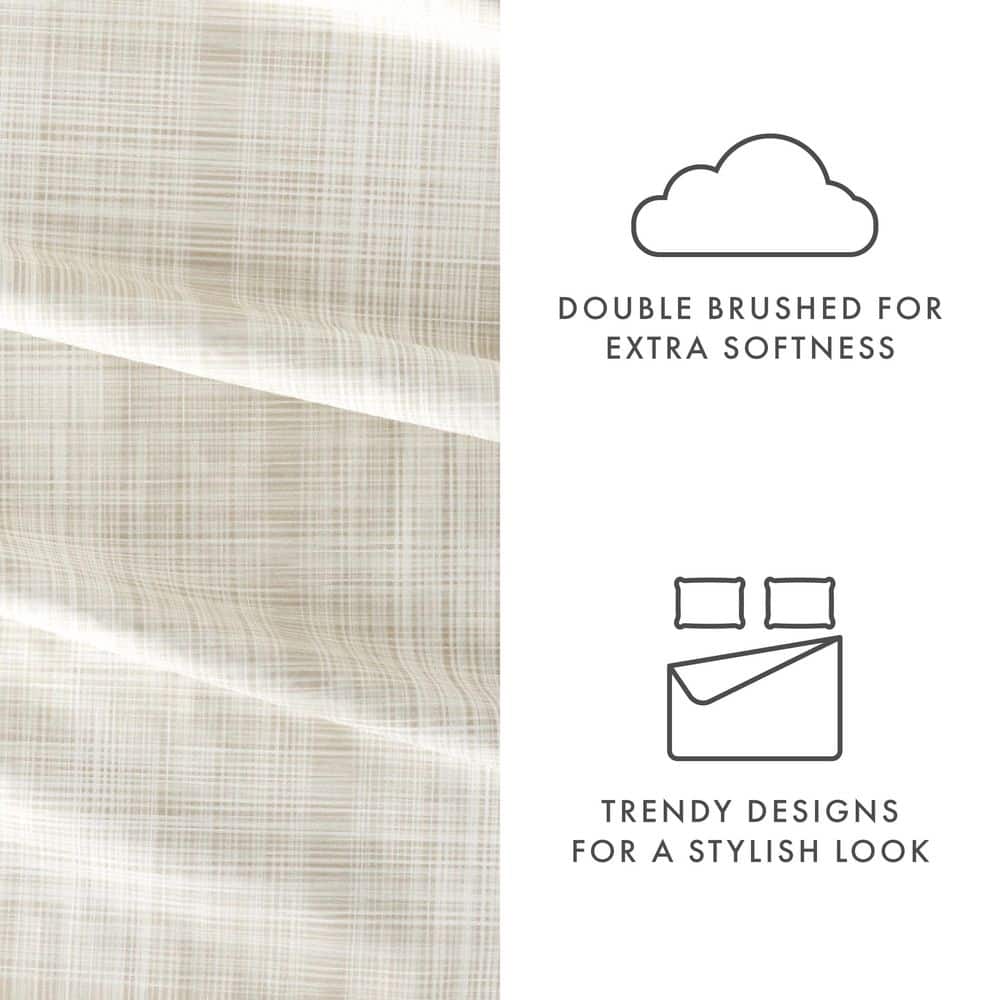 4-Piece Ray Plaid Microfiber King Sheet Set