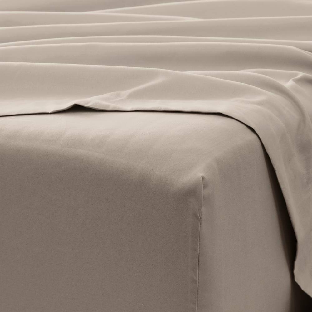 6-Piece Taupe Solid Microfiber King Sheet Set