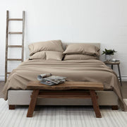 6-Piece Taupe Solid Microfiber King Sheet Set