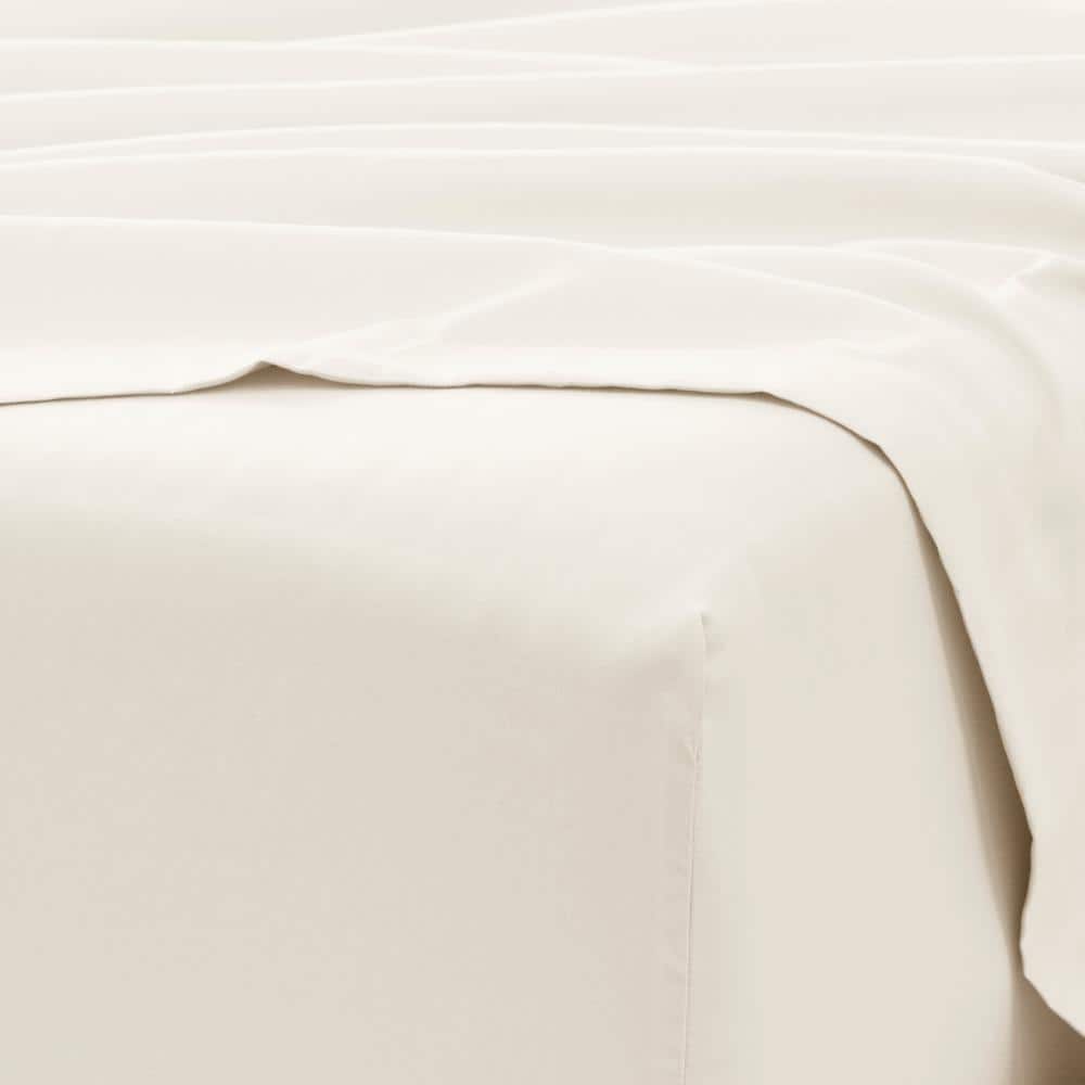 6-Piece Ivory Solid Microfiber Queen Sheet Set