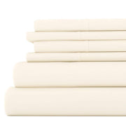 6-Piece Ivory Solid Microfiber Queen Sheet Set