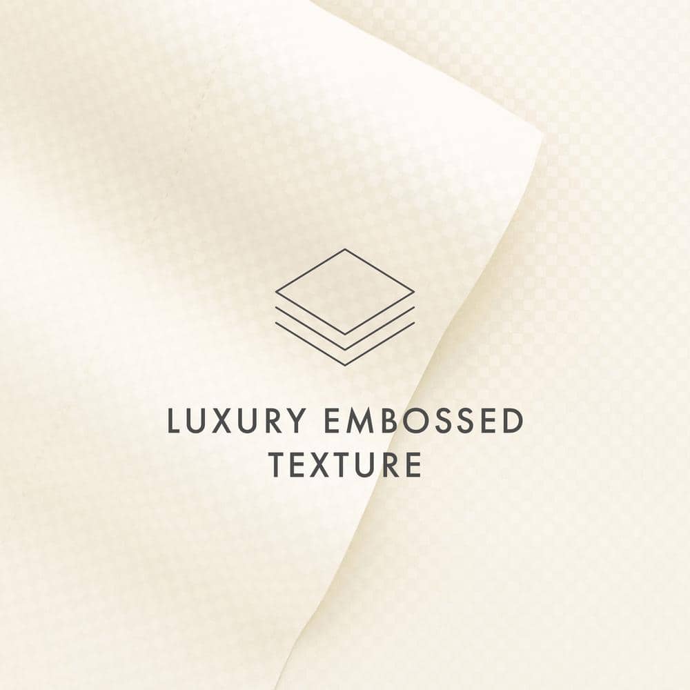 4-Piece Ivory Geometric Microfiber King Sheet Set
