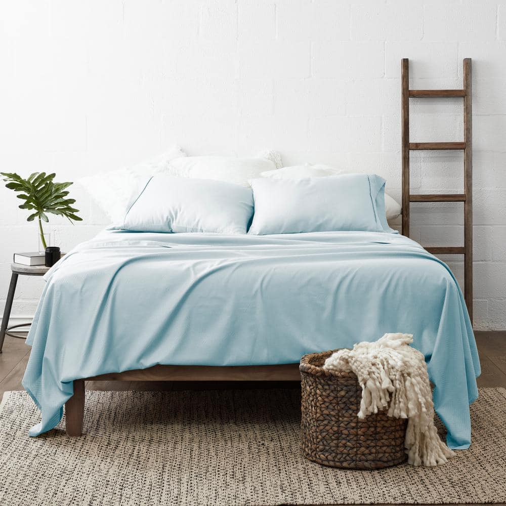 Becky Cameron 4-Piece Aqua Geometric Microfiber Twin Sheet Set