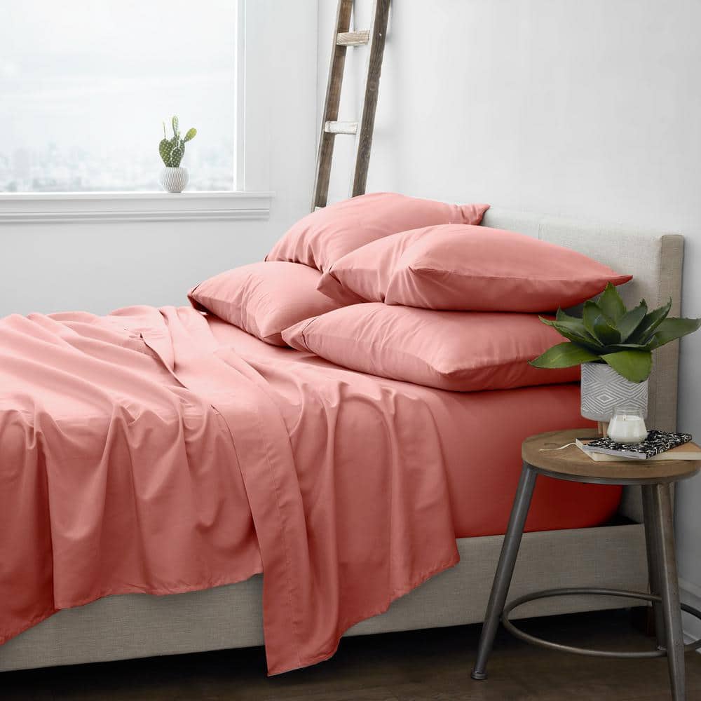 6-Piece Solid Clay California King Bed Sheet Set