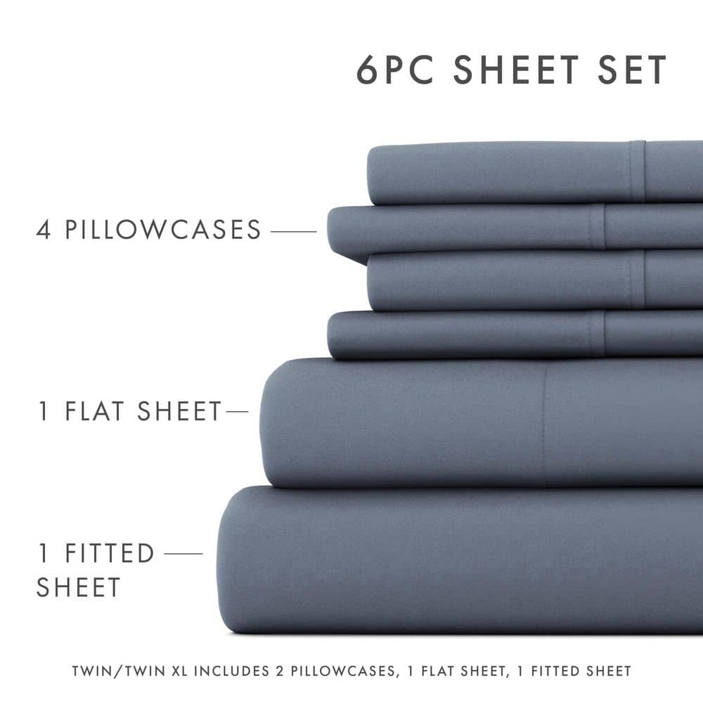 ienjoy Home 6-Piece Solid Stone King Bed Sheet Set