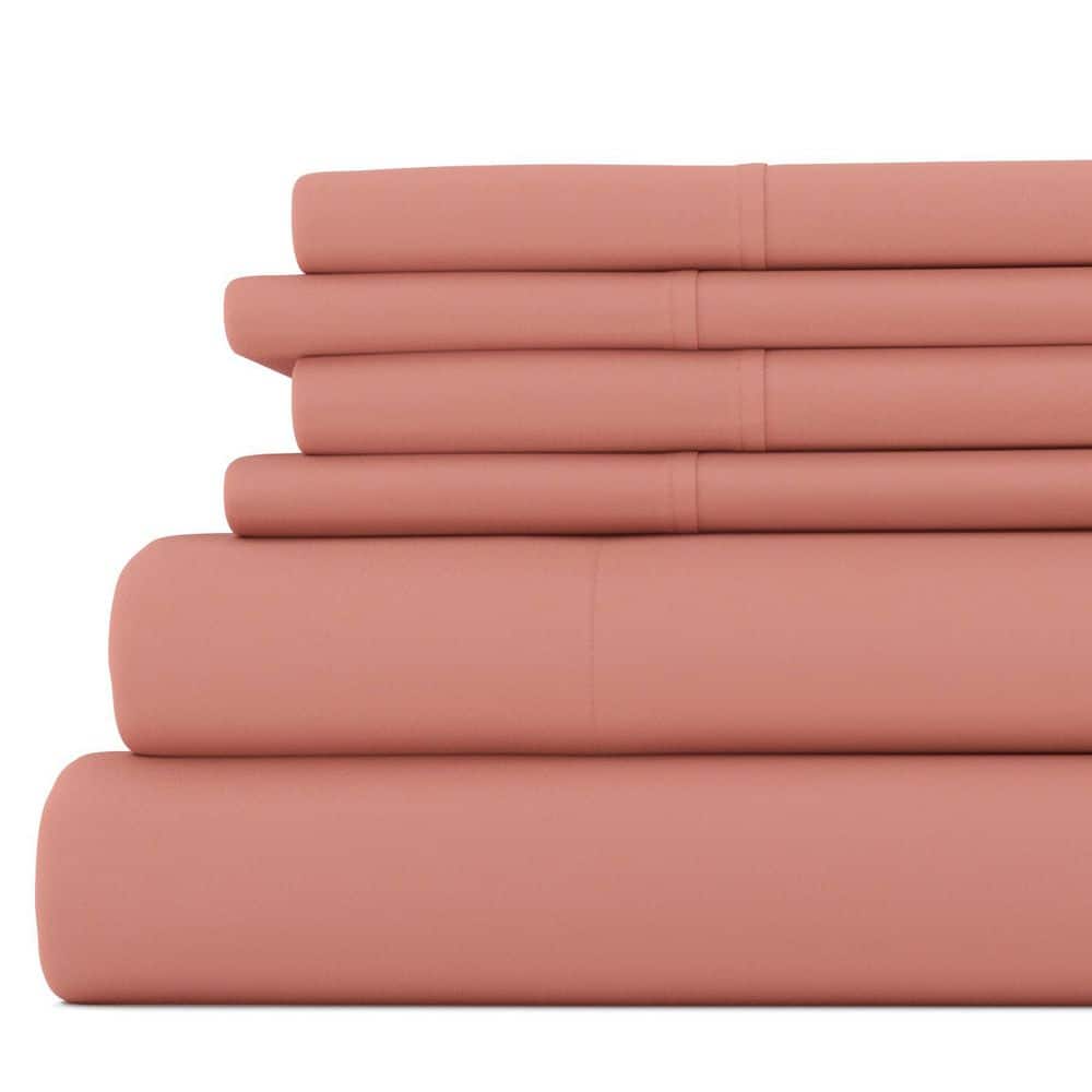 6-Piece Solid Clay Queen Bed Sheet Set