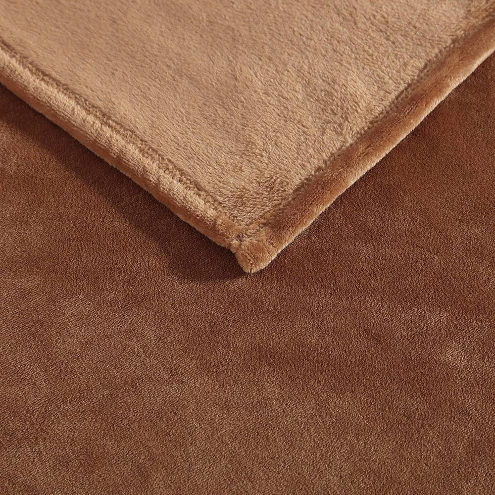 KCR Solid Dark Orange 1-Piece Ultra Soft Plush Fleece King Blanket