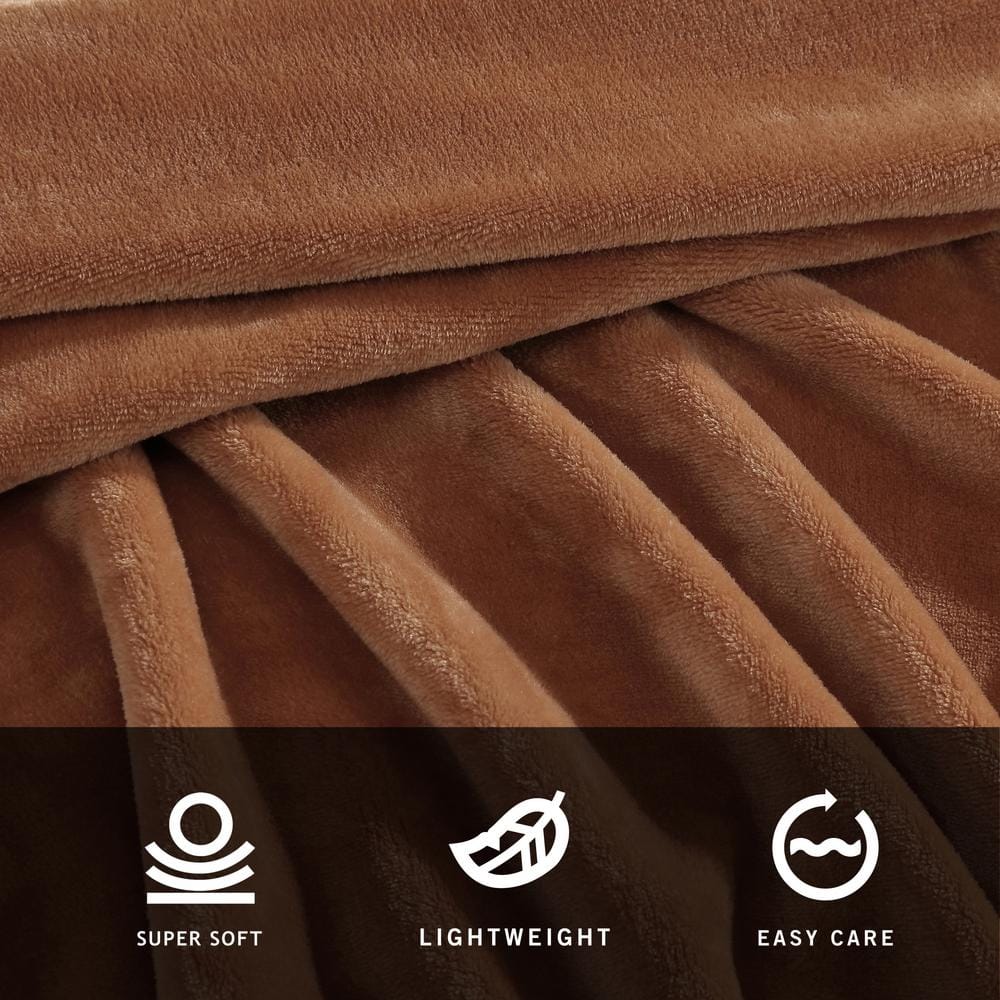 KCR Solid Dark Orange 1-Piece Ultra Soft Plush Fleece King Blanket