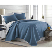 Vilano Oversized Coronet Blue Twin Microfiber Quilt and Sham Set