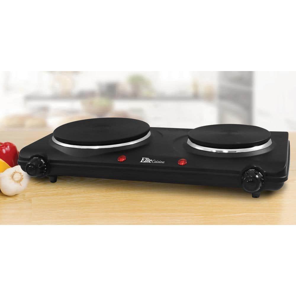 Elite 2-Burner 7 in. Black Hot Plate