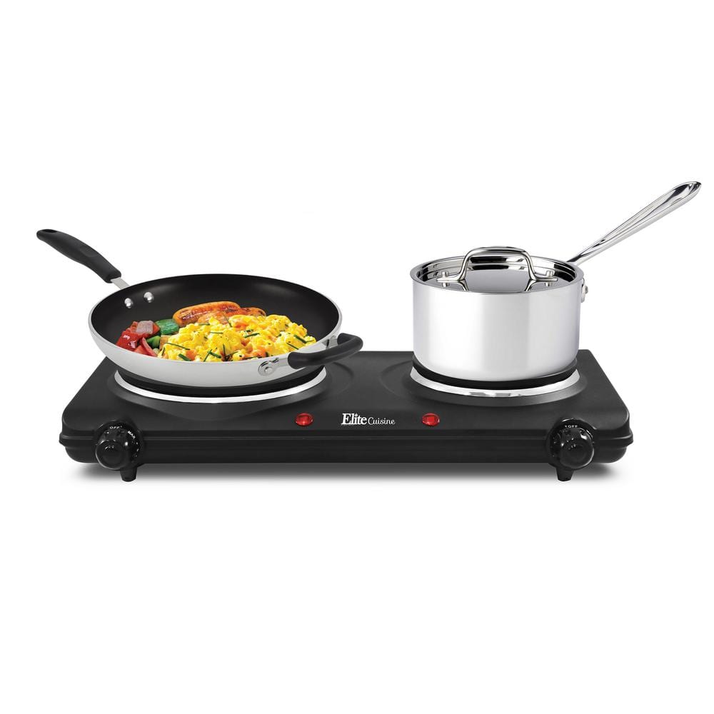 Elite 2-Burner 7 in. Black Hot Plate