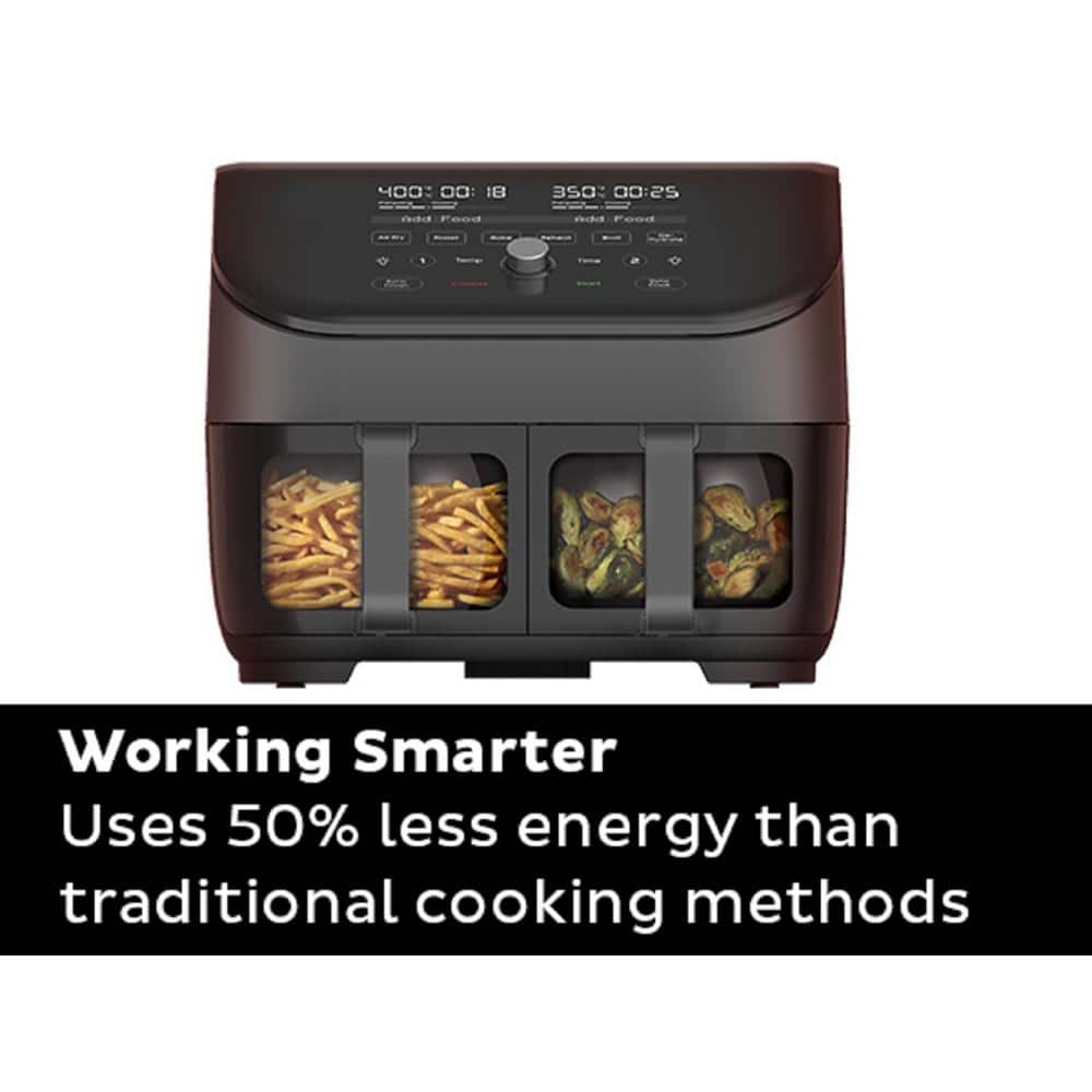 Instant Vortex Plus 8 qt. Black Dual Basket Air Fryer with ClearCook
