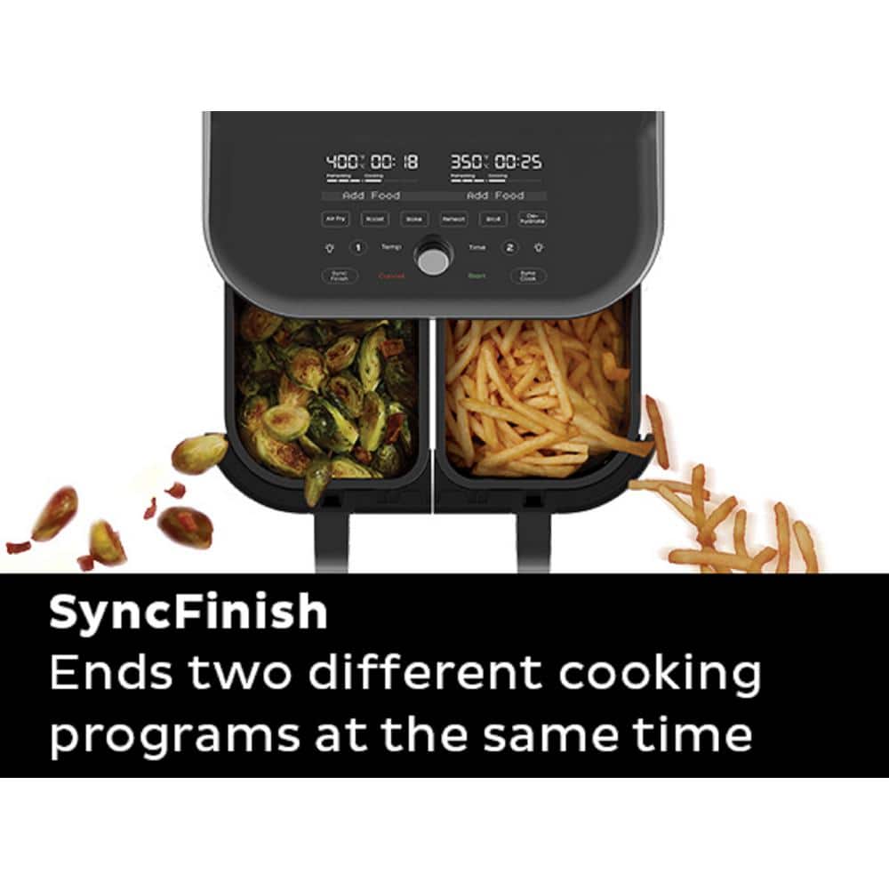 Instant Vortex Plus 8 qt. Black Dual Basket Air Fryer with ClearCook