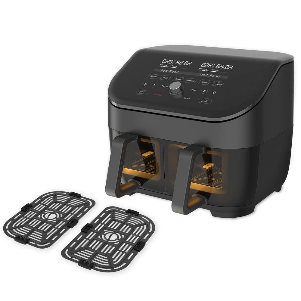 Instant Vortex Plus 8 qt. Black Dual Basket Air Fryer with ClearCook