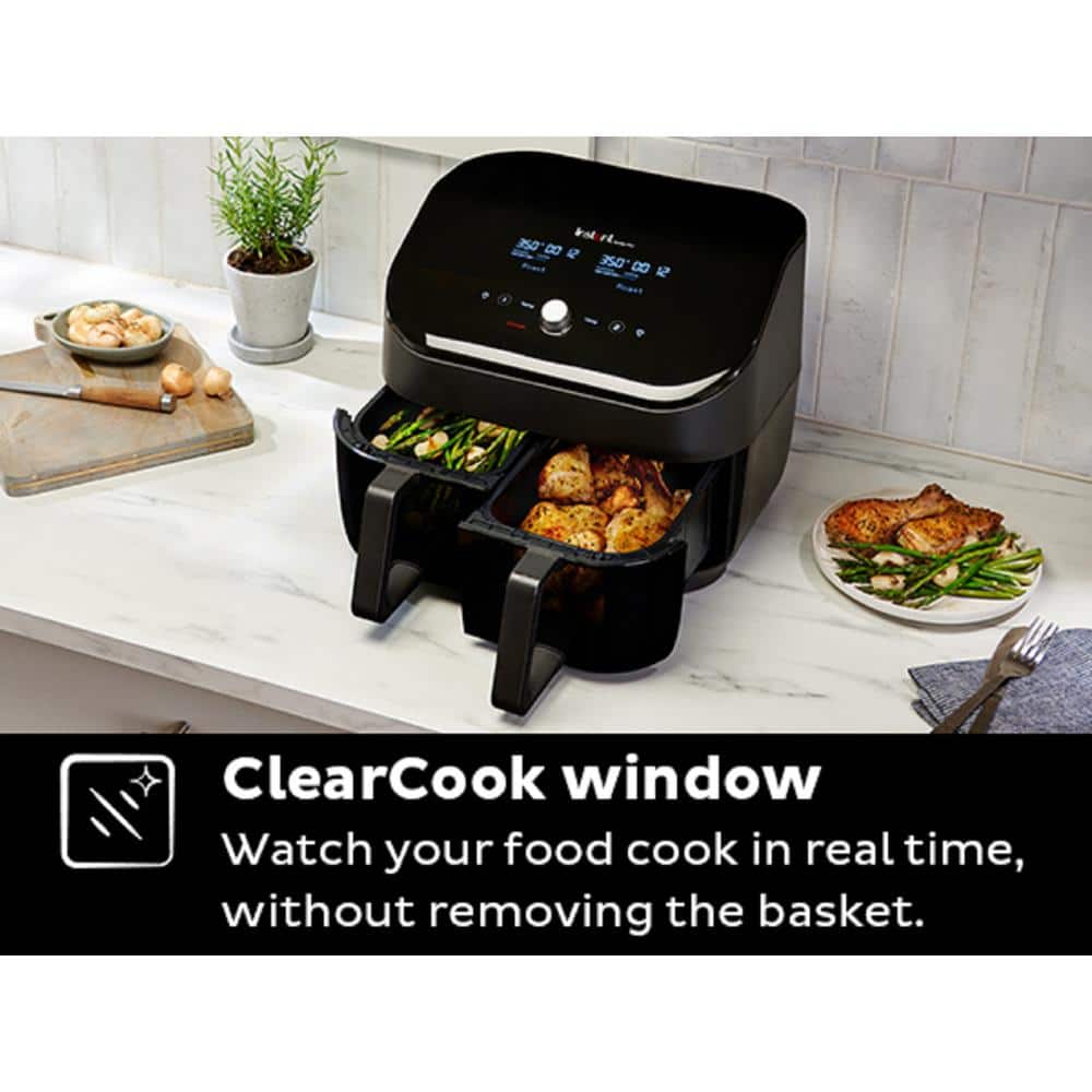 Instant Vortex Plus 8 qt. Black Dual Basket Air Fryer with ClearCook