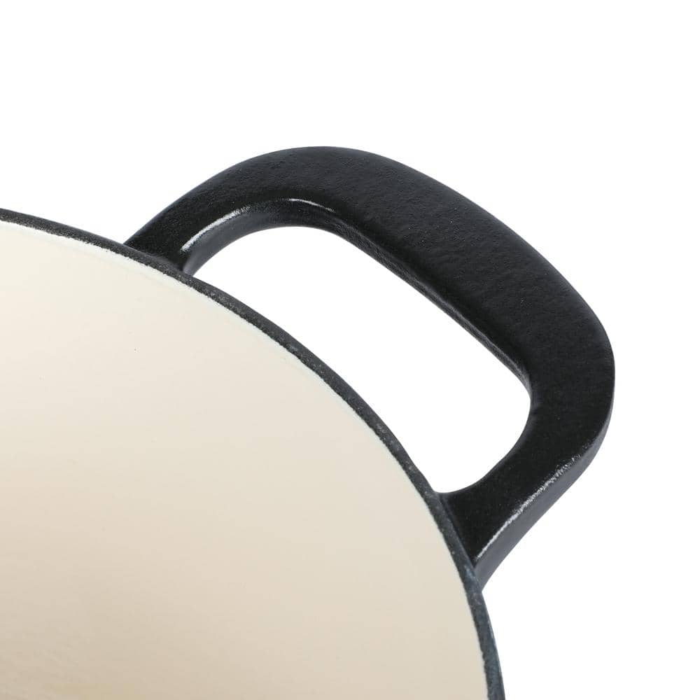 7 qt. Gatwick Enameled Cast Iron Dutch Oven in Matte Black with Gold Knob Lid, 1-Set