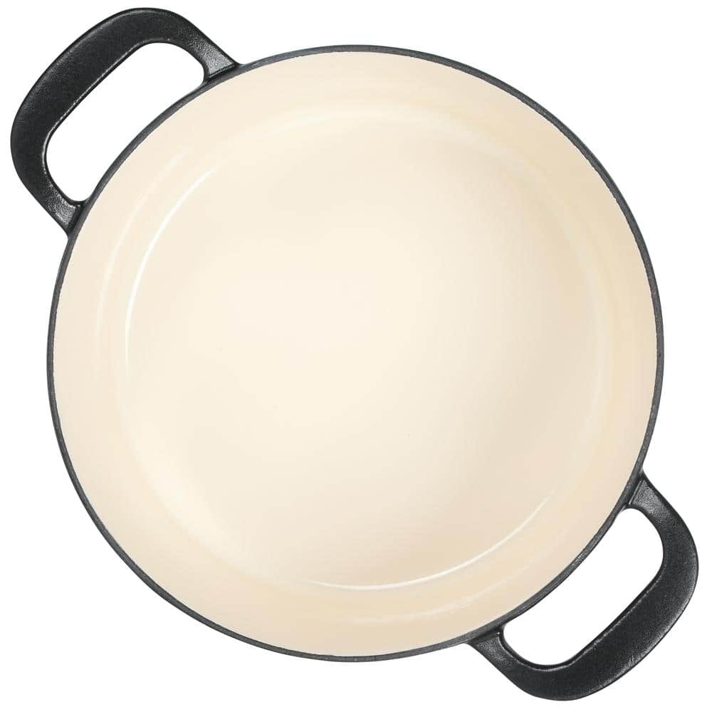 7 qt. Gatwick Enameled Cast Iron Dutch Oven in Matte Black with Gold Knob Lid, 1-Set