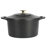 7 qt. Gatwick Enameled Cast Iron Dutch Oven in Matte Black with Gold Knob Lid, 1-Set