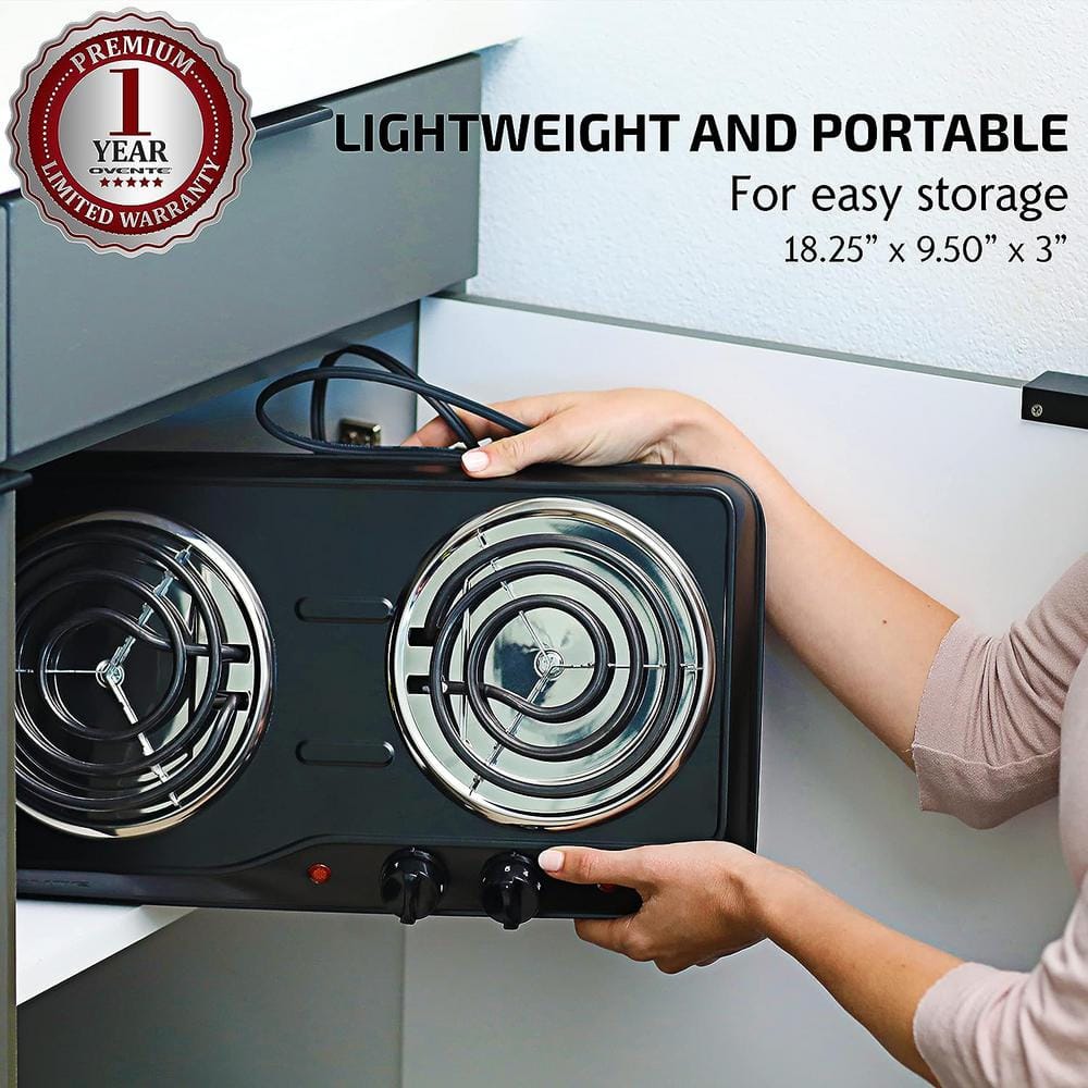 Double Coil Burner 6 in. and 5.75 in. Black Hot Plate
