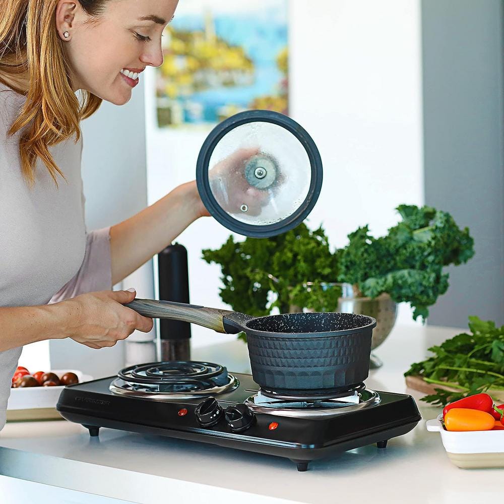 Double Coil Burner 6 in. and 5.75 in. Black Hot Plate
