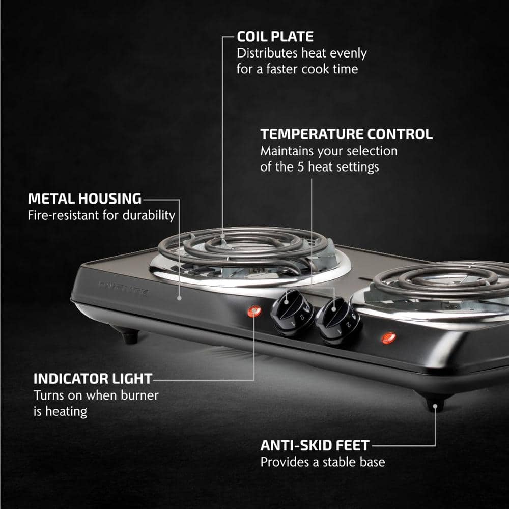Double Coil Burner 6 in. and 5.75 in. Black Hot Plate