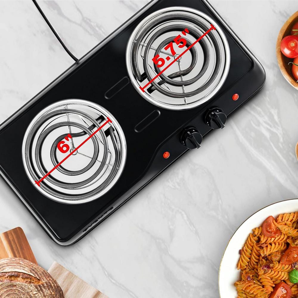 Double Coil Burner 6 in. and 5.75 in. Black Hot Plate