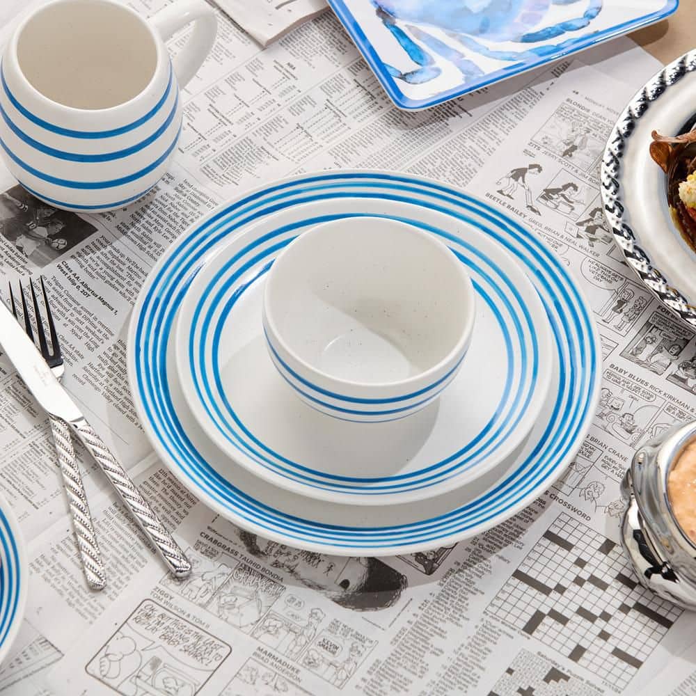 Dockside 20 fl. oz. Blue Stoneware Ice Cream Bowl (Set of 4)