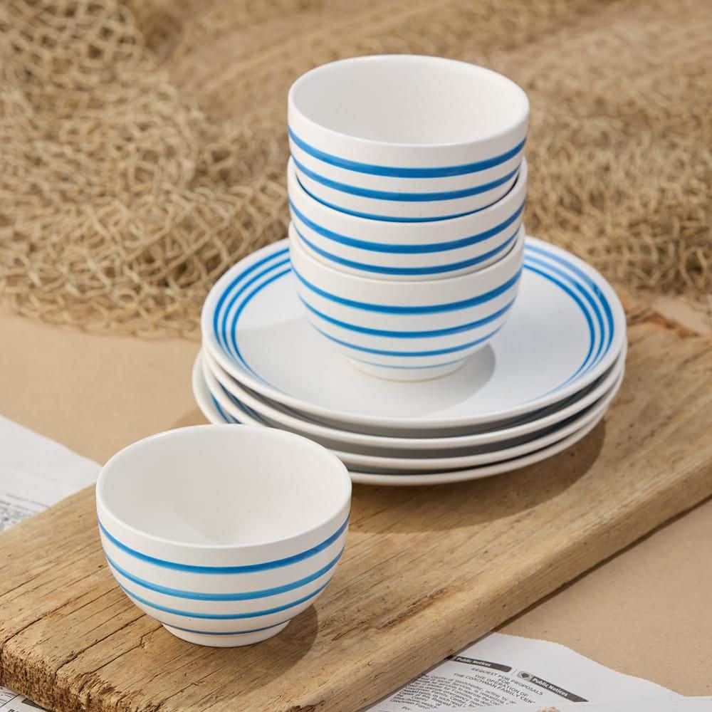 Dockside 20 fl. oz. Blue Stoneware Ice Cream Bowl (Set of 4)