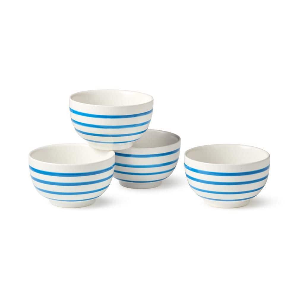 Dockside 20 fl. oz. Blue Stoneware Ice Cream Bowl (Set of 4)