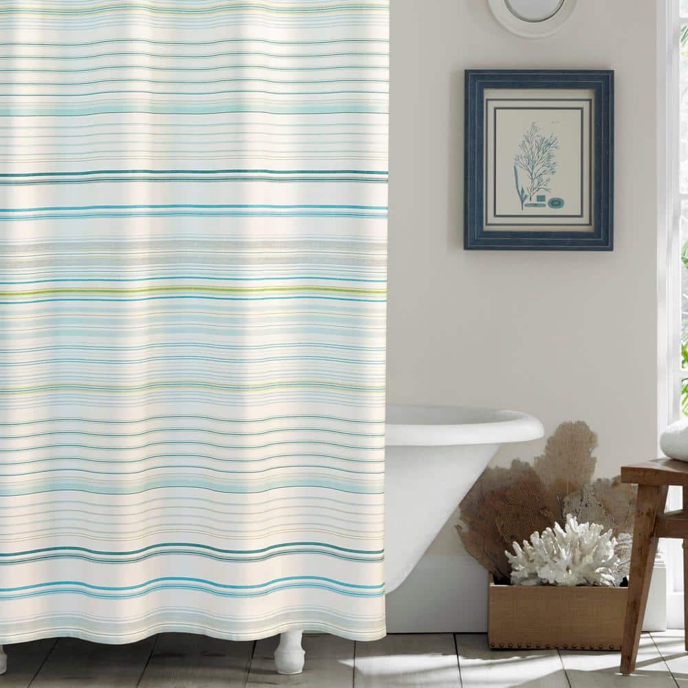 La Scala Breezer Green Cotton 72in X 72in. Shower Curtain