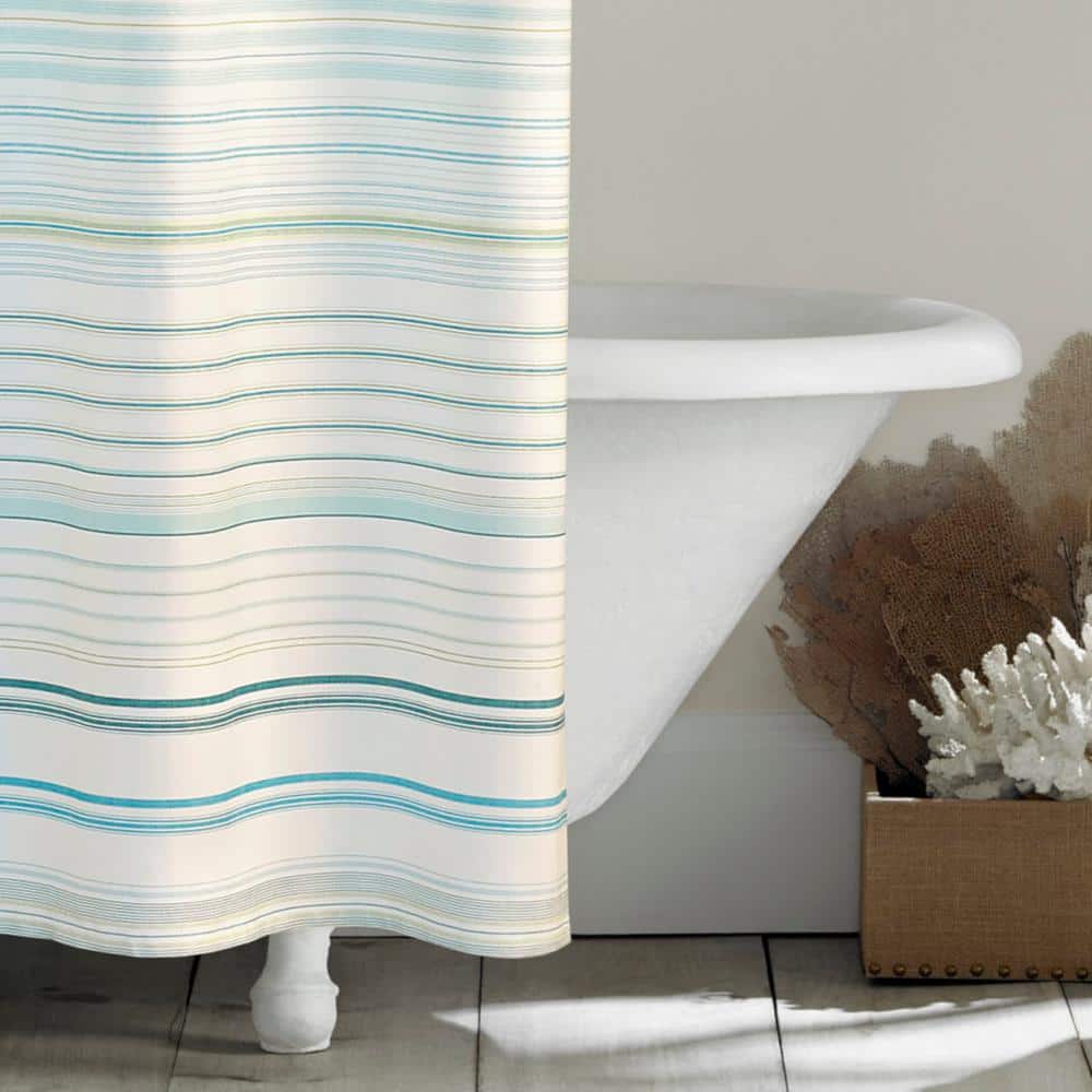 La Scala Breezer Green Cotton 72in X 72in. Shower Curtain