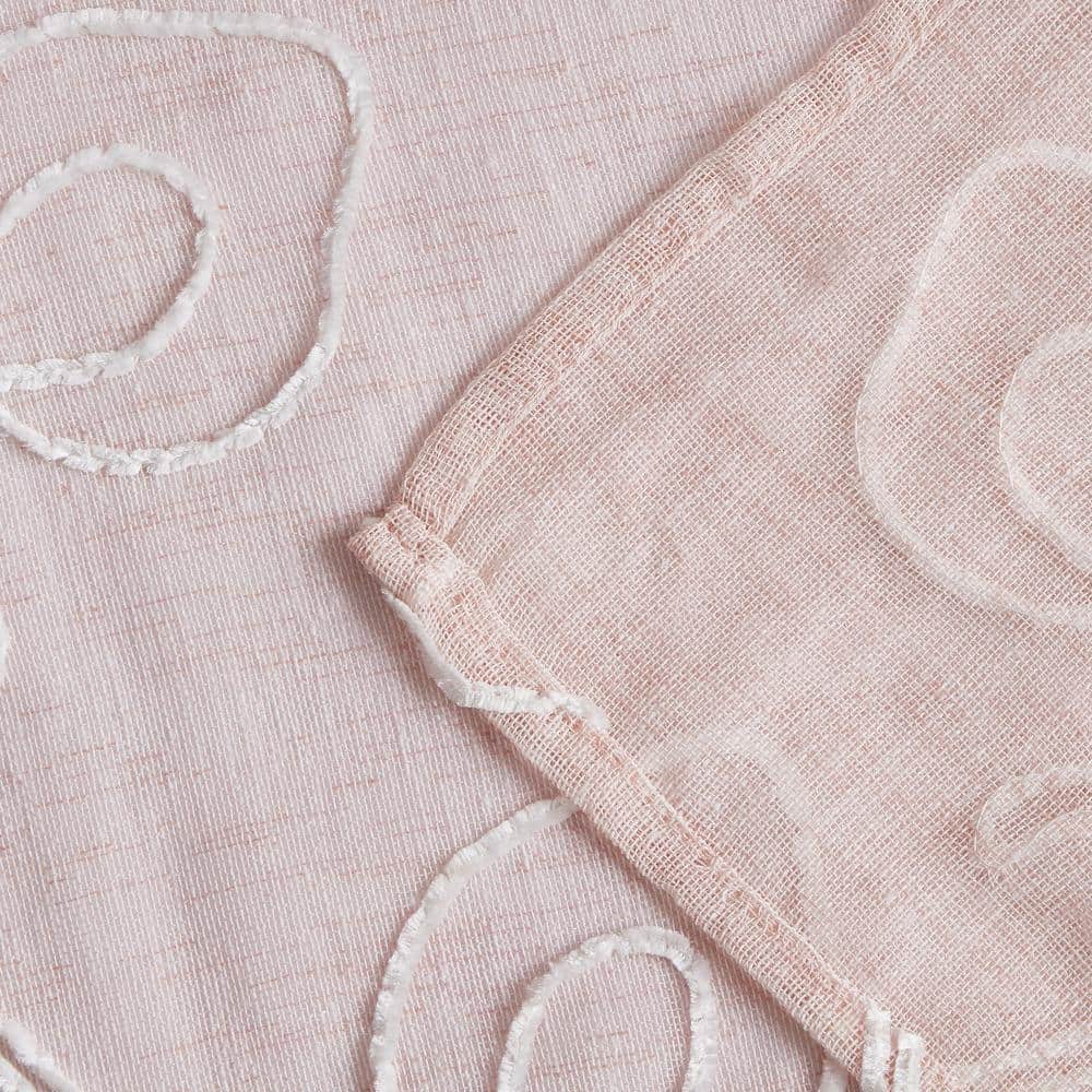 Stella 70 in. x 72 in. Blush Embroidered Shower Curtain