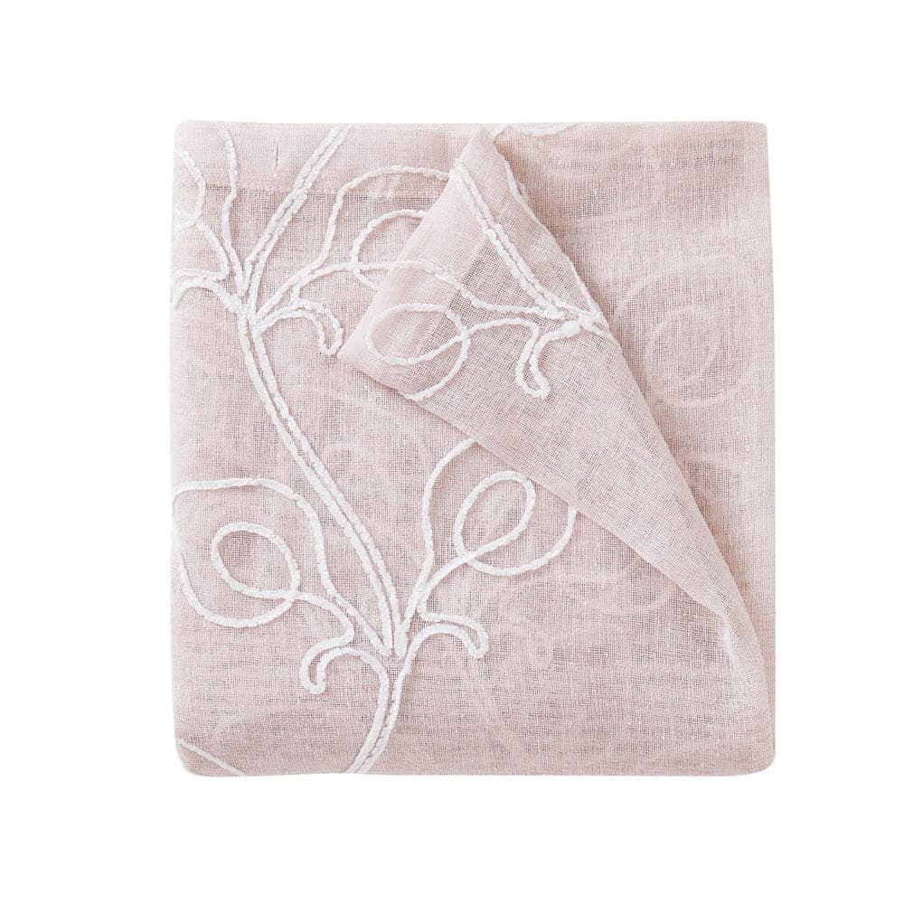 Stella 70 in. x 72 in. Blush Embroidered Shower Curtain