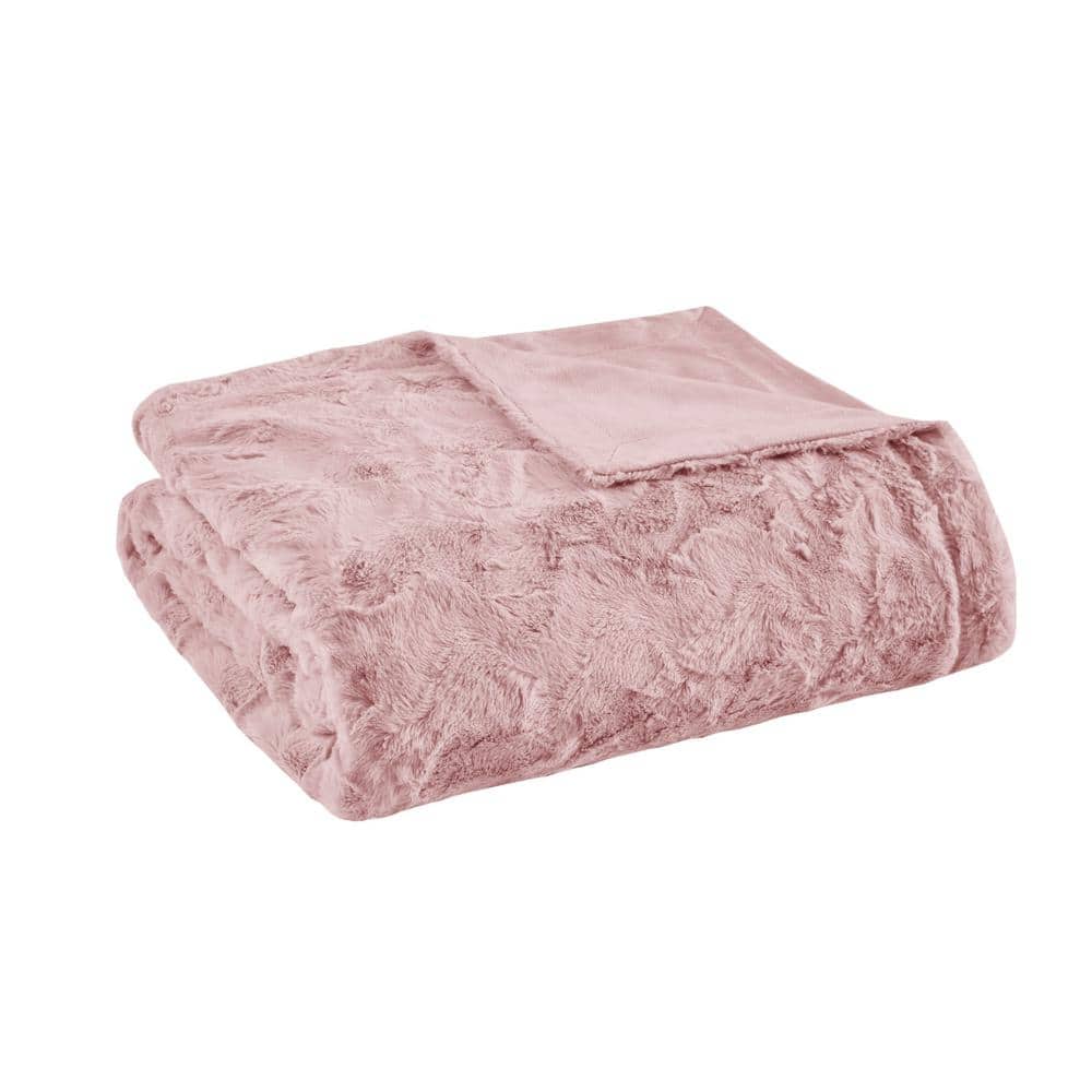 Marselle Blush Faux Fur Throw Blanket