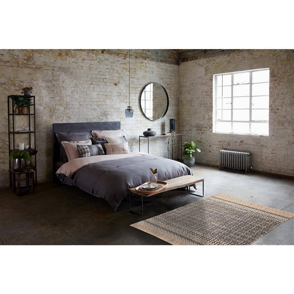 Doina Palm Brown/Orange 4 ft. x 6 ft. Stonewash Printed Cotton Accent Rug