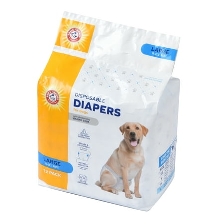 Arm & Hammer Female Dog Diapers, Size Large, 12 Count | Ultra-Absorbent with Leak-Proof Protection - Open Box