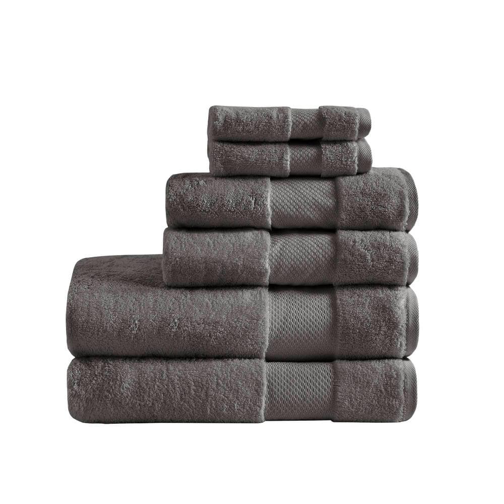 Turkish 6-Piece Charcoal Cotton Bath Towel Set