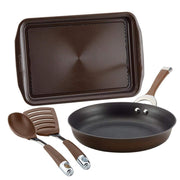 Symmetry 4-Piece Hard-Anodized Aluminum Nonstick Cookware Set in Chocolate