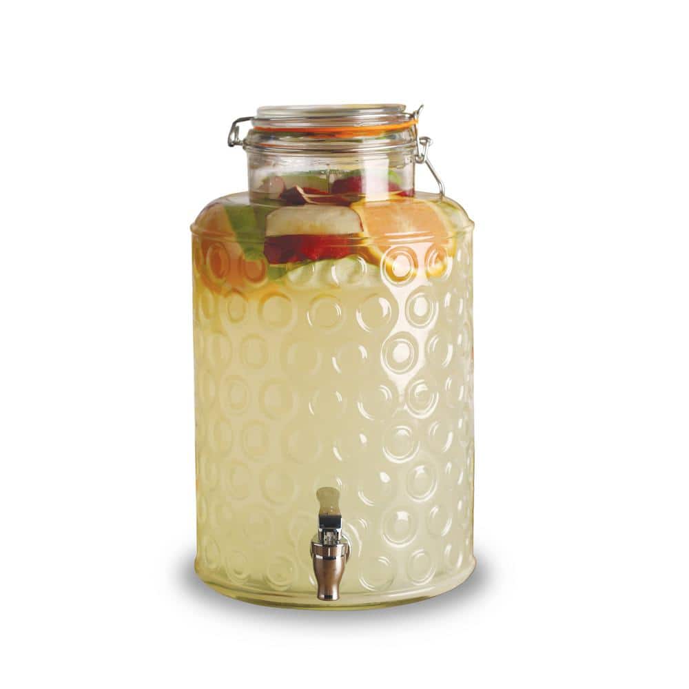 2.5 gal. Circle Pattern Design Cold Beverage Glass Dispenser with Hermetic Lid